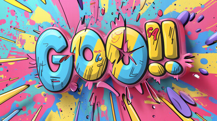 A vibrant 3D artwork featuring the word 'Google' with an explosive background of dynamic splashes and colors.