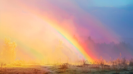 Naklejka premium rainbow over the field