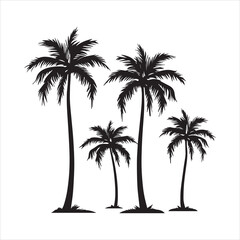Tree and forest silhouettes silhouette tree line drawing set coconut tree silhouette illustrations