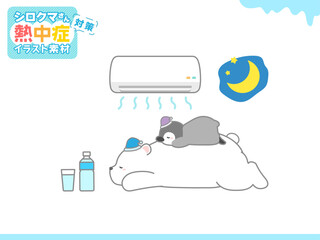 熱中症の予防や注意喚起のための挿し絵イラスト、ベクターイラストの素材050