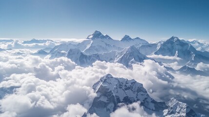 mountain landscape with snow and clouds