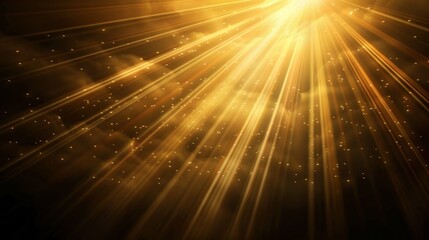 Dramatic golden rays cutting through a dark background in AI Generative.