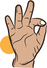 Obraz premium Hand illustration with hand-drawn ok gesture