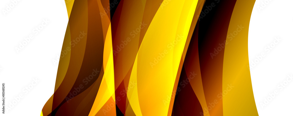 Poster macro photography capturing the intricate pattern of a yellow and brown wave on a white background, 