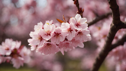 Obraz premium Cherry blossom. Mesmerizing display of sakura in full bloom creating colorful and whimsical tapestry of spring ideal addition to botanical and seasonal concepts