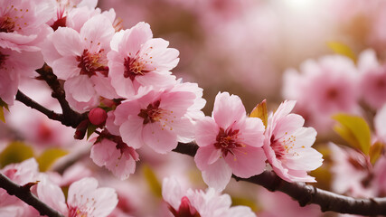 Cherry blossom. Mesmerizing display of sakura in full bloom creating colorful and whimsical tapestry of spring ideal addition to botanical and seasonal concepts