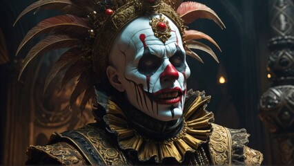 Obraz premium Venetian Carnival Mask: A beautiful woman adorned in a stunning Venetian carnival mask with intricate feather details, embodying the allure of Italy's festive spirit