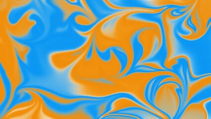 Fototapeta na wymiar Blue and orange gradient background with noise. Abstract wavy liquid background, saturated vivid color blend. Modern design template for poster, banner, brochure, flyer, cover, website