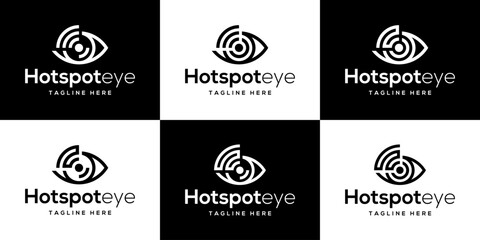 Naklejka premium Vector design template of eye logo combined with wireless. Technology, hotspots, vision. Icon symbols EPS 10
