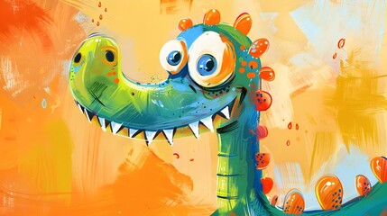 Vibrant and Playful Dinosaur Character with Bright Colors and Fun Expressions