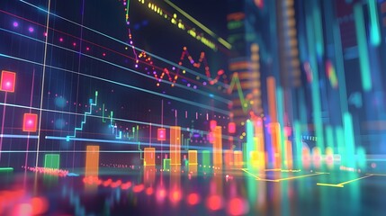 Vibrant Visualization of Financial Data Trends and Market Insights
