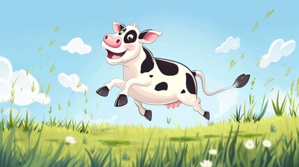 cartoon cow jumping. cartoons. Illustrations