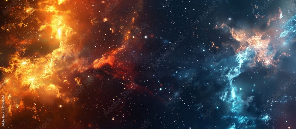 Poster several bright stars shining in the dark sky, creating a beautiful celestial display with distant co