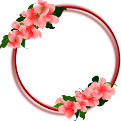 Flowers clipart on circle frame, Floral border blank template 