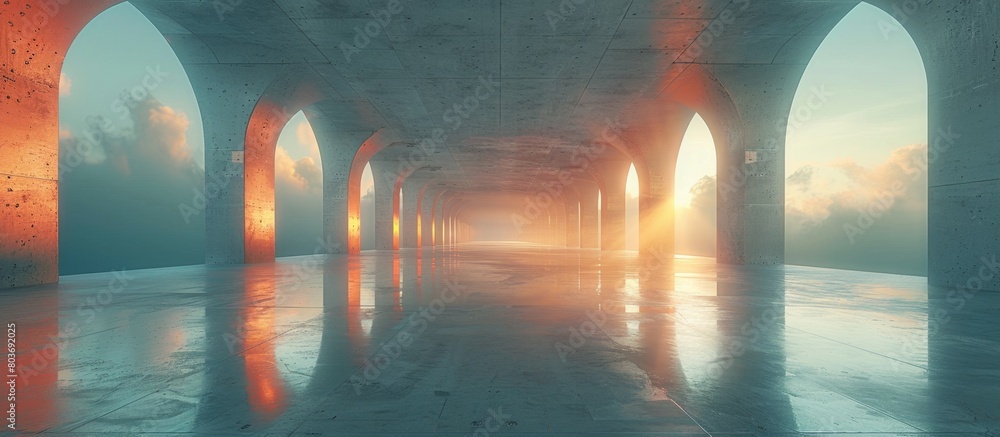 Aufkleber spacious area featuring multiple arches against a backdrop of the sky, creating an open and airy atm