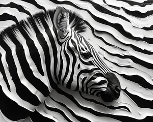 A stunning black and white photograph of a zebra, with a unique and artistic twist