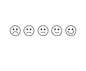 Set of rating emotion faces. simple doodle hand drawn style. Sad or happy.