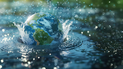 Saving water and world environmental protection concept. Eearth, globe, ecology, nature, planet concepts