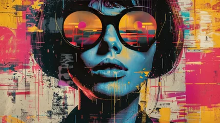 Tableau sur verre  Abstract retro art collage. Retro disco.  © kvladimirv