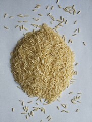 pile of rice on white background
