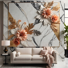 Modern living room. Marble pattern.