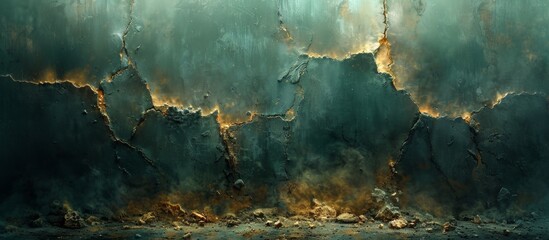 A detailed view of a fiery blaze within a wall, emitting heat and light