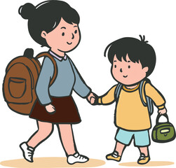 Sisters Going to School Together