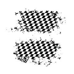 Racing grunge brush texture design, auto rally badge. Checkered pattern. Start, finish flag, scratches