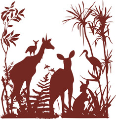 Silhouette of African Wildlife