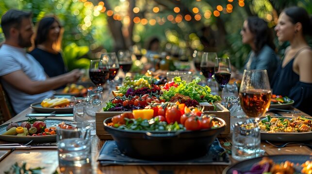 Convivial Gathering: Friends Dining Al Fresco
