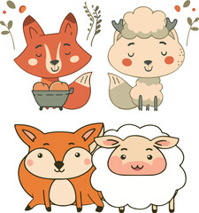 Adorable Cartoon Alpaca Faces