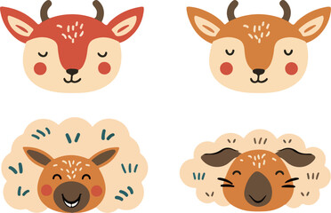 Adorable Cartoon Alpaca Faces