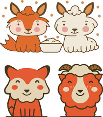 Adorable Cartoon Alpaca Faces