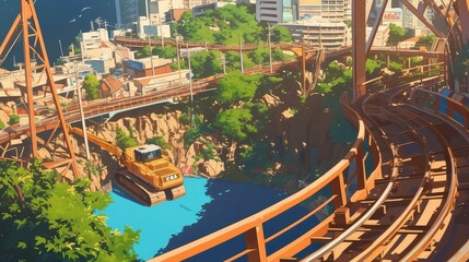 A construction theme park where visitors can operate heavy machinery in safe simulations