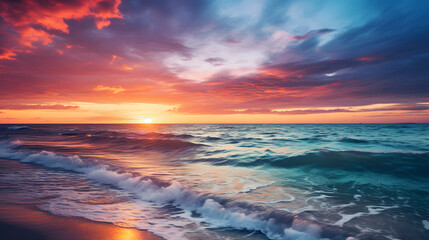 a beautiful combination of natural colors at sunset on the beach