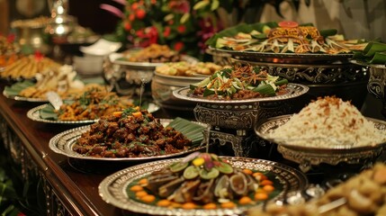 a table adorned with a variety of plates and bowls filled with food