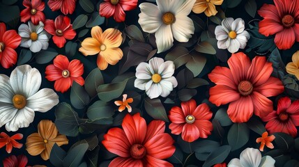 Seamless pattern background of beautiful flowers
