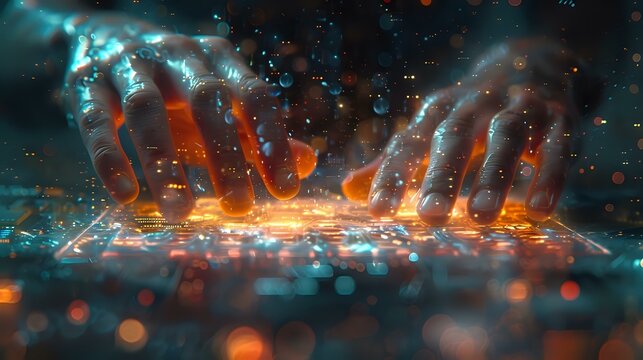 Effortlessly Capturing the Zeitgeist: Close-up of Hands Typing