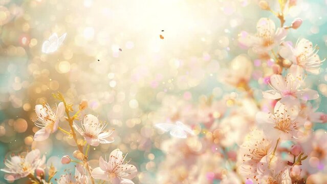 beautiful light spring banner background. seamless looping overlay 4k virtual video animation background