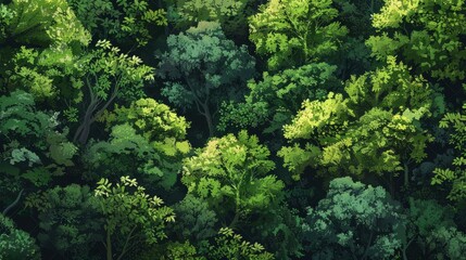  Seamless pattern background of a lush forest scene