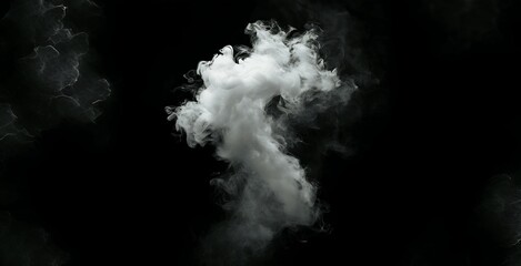White smoke cloud isolated on black background