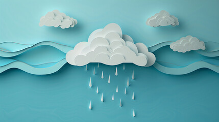 world water day paper cut rain clouds card concept