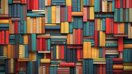 Seamless pattern made of colorful books like a bookcase