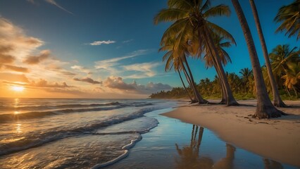 sunset on the beach Glowing Seaside Oasis Sunset Serenity