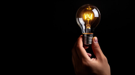 A person is holding a light bulb in their hand. The light bulb is glowing and he is a source of inspiration or creativity - Powered by Adobe