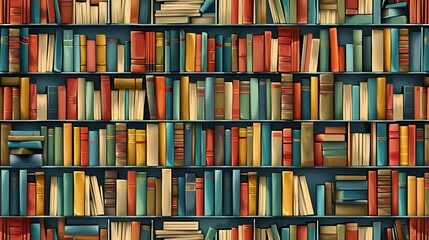 Seamless pattern made of colorful books like a bookcase
