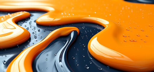 Obraz premium Abstract Fluid Navy, almond, red-orange and mango 3D realistic background