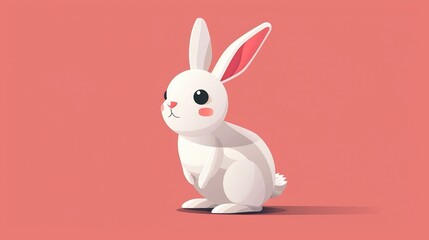 Fototapeta premium Vector art character, rabbit, flat design into 3D space,