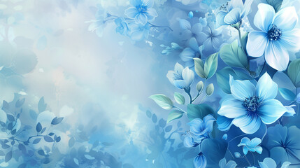 Fototapeta na wymiar Clip art background of blue flowers