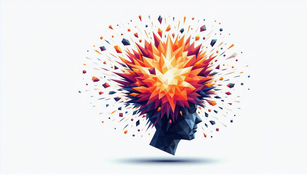 Mind blown exploding head brain side profile wallpaper background